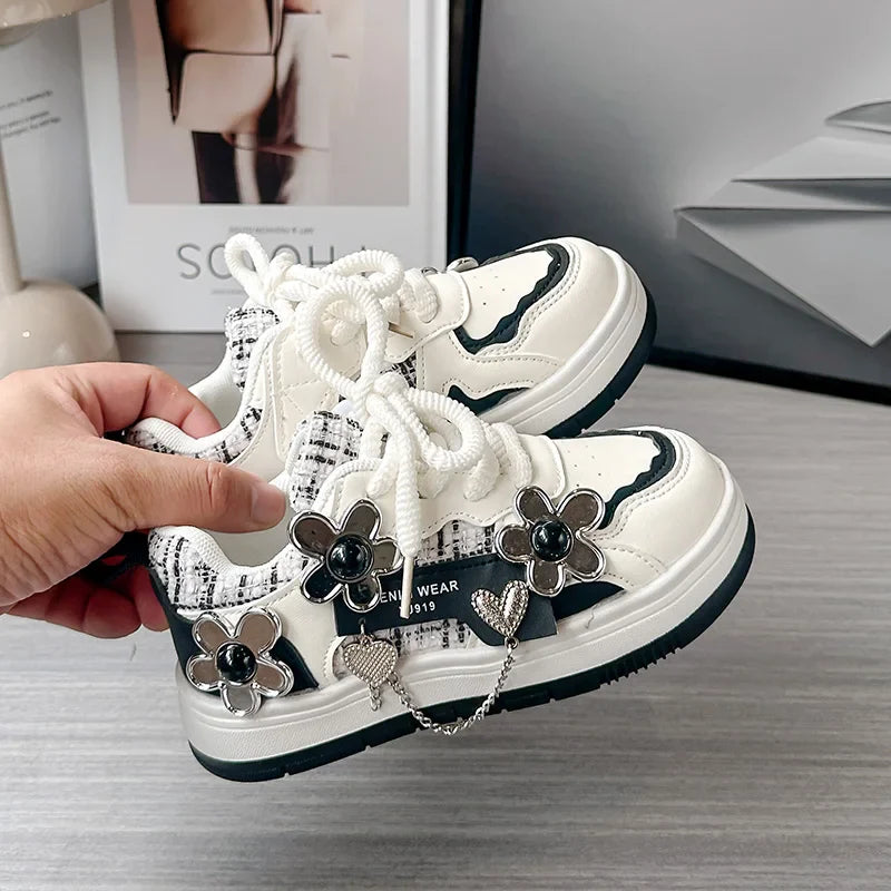 Pink Star Girls Sneaker Children Shoes Thick Sole Autumn Luxury Kids Casual Sneaker Comfortable Cute Sports Shoes for Girls