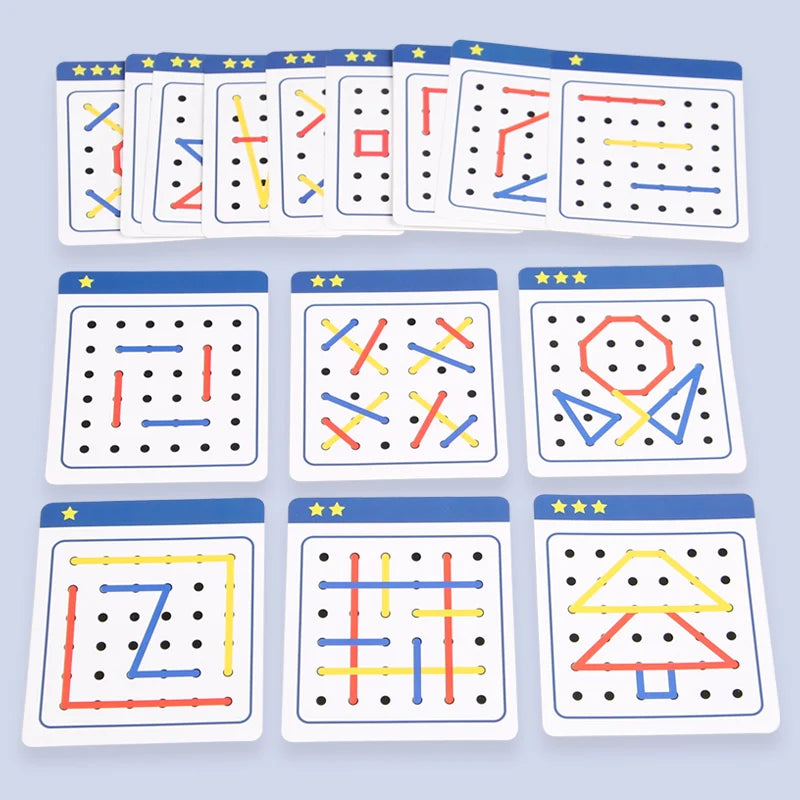 Wooden Montessori Teaching Aid Geometry Rope Threading Games Children's Early Education Thinking Training Board Educational Toys