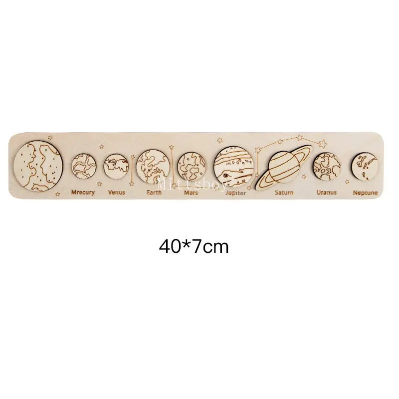 Baby Montessori Wooden Early Education Toys 3D Eight Planets Puzzle Toy Universe Cognition Solar System Planet Matching Board