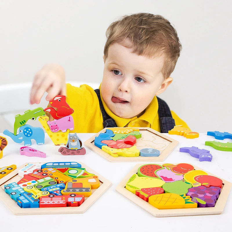Baby Toy Wooden jigsaw Puzzle Creative 3D Puzzle for Children's Intelligence Development Early Educational toys for Children