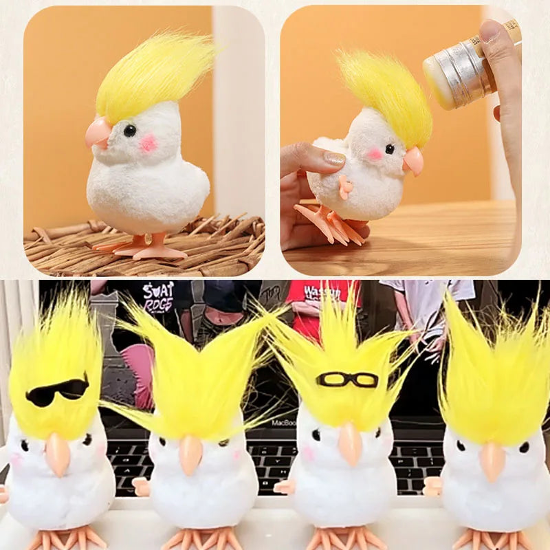 New Cute Jumping Parrot Chick Clockwork Toy Walking Simulation Plush Wind Up Vintage Toys for Kids 2 To 4 Years Old Toys Gift