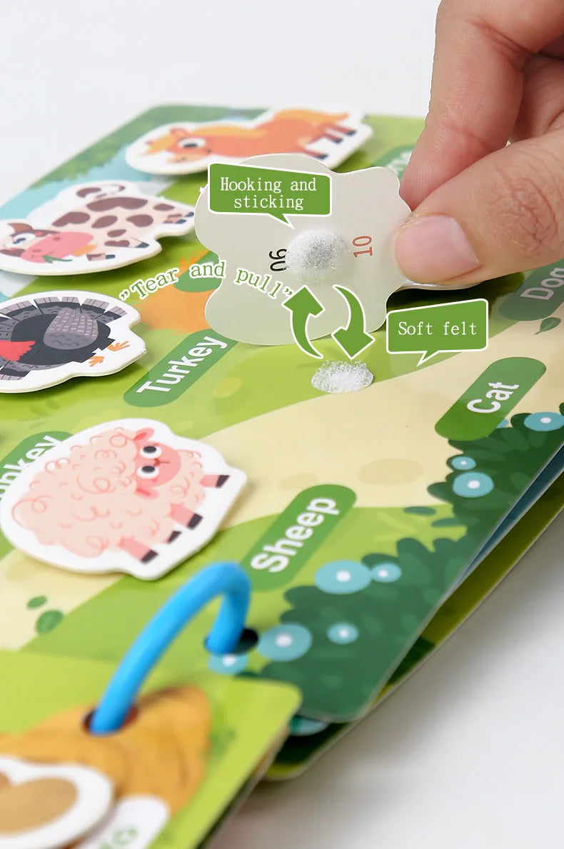 New Montessori Scene Stickers for Children DIY Hand-on Puzzle Reusable Books Cartoon Learning Cognition Toys for Kids Gift