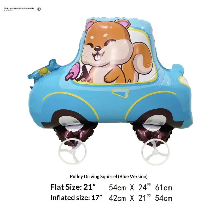 4D Cartoon Foil Balloons Elephant Stand Walking Balloon With Wheel For Kids Birthday Party Decoration Baby Shower