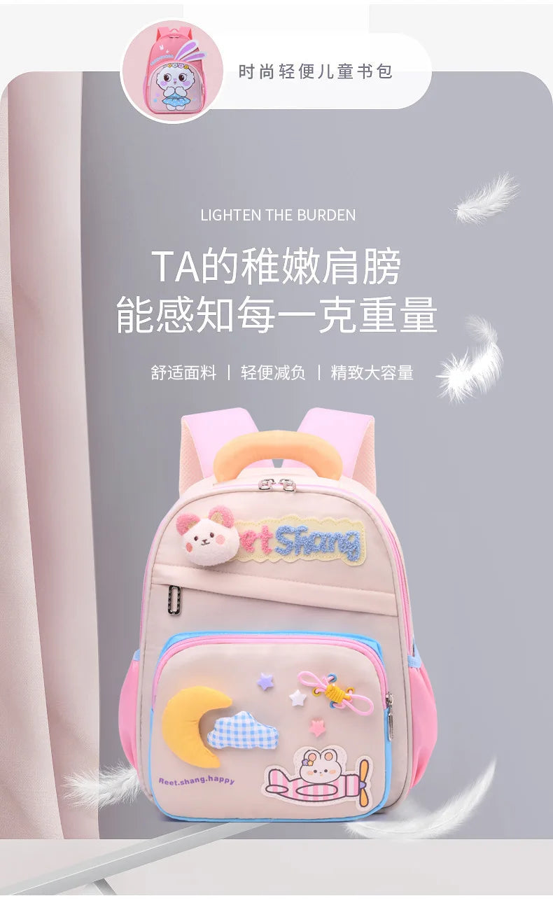 Cute School Bag for Girls Adorable Cartoon Bear Backpack Toddler Kids Backpack Lightweight Kindergarten Boys Children's Bag Gift