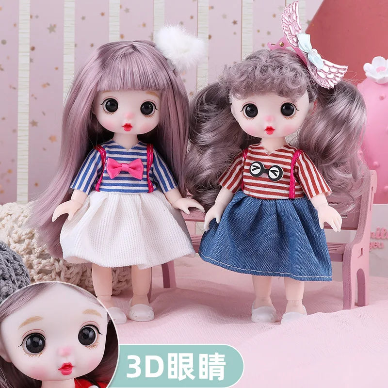 13 Movable Joints Cute Face Realistic Big 17cm BJD Doll Eyeball And Fashion Clothes Suit With Shoes Lolita Princess Doll Toy