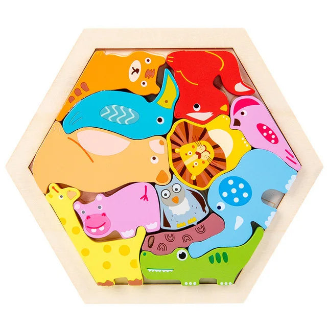 Baby Toy Wooden jigsaw Puzzle Creative 3D Puzzle for Children's Intelligence Development Early Educational toys for Children