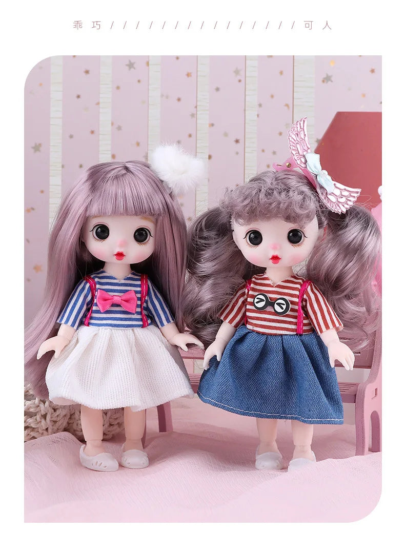 13 Movable Joints Cute Face Realistic Big 17cm BJD Doll Eyeball And Fashion Clothes Suit With Shoes Lolita Princess Doll Toy