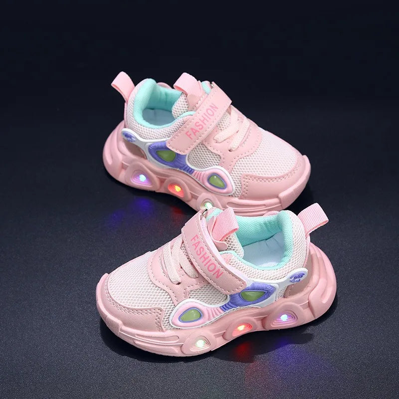 Gril Sneakers Spring New Light Up Kids Sneakers1-6y Boy Running Shoe Breathable Mesh Kid Shoes Designer Shoe Zapatillas De Mujer