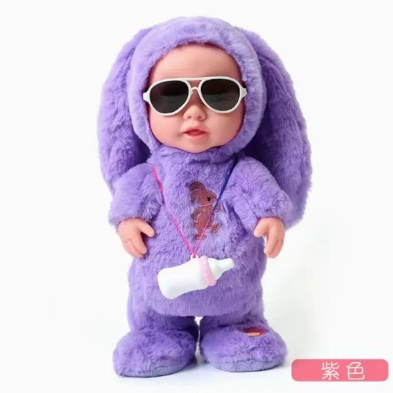 HYRAX Children's Electric Plush Baby Doll with Milk Bottle Can Sing Dance Walk Talk And Mimic Rechargeable Toy For Girls