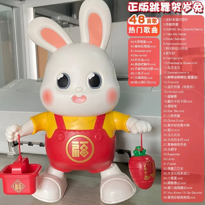 Electric Dancing Little Fu Rabbit TikTok Same Style Robot Light Music Children's Educational Luminous Toys