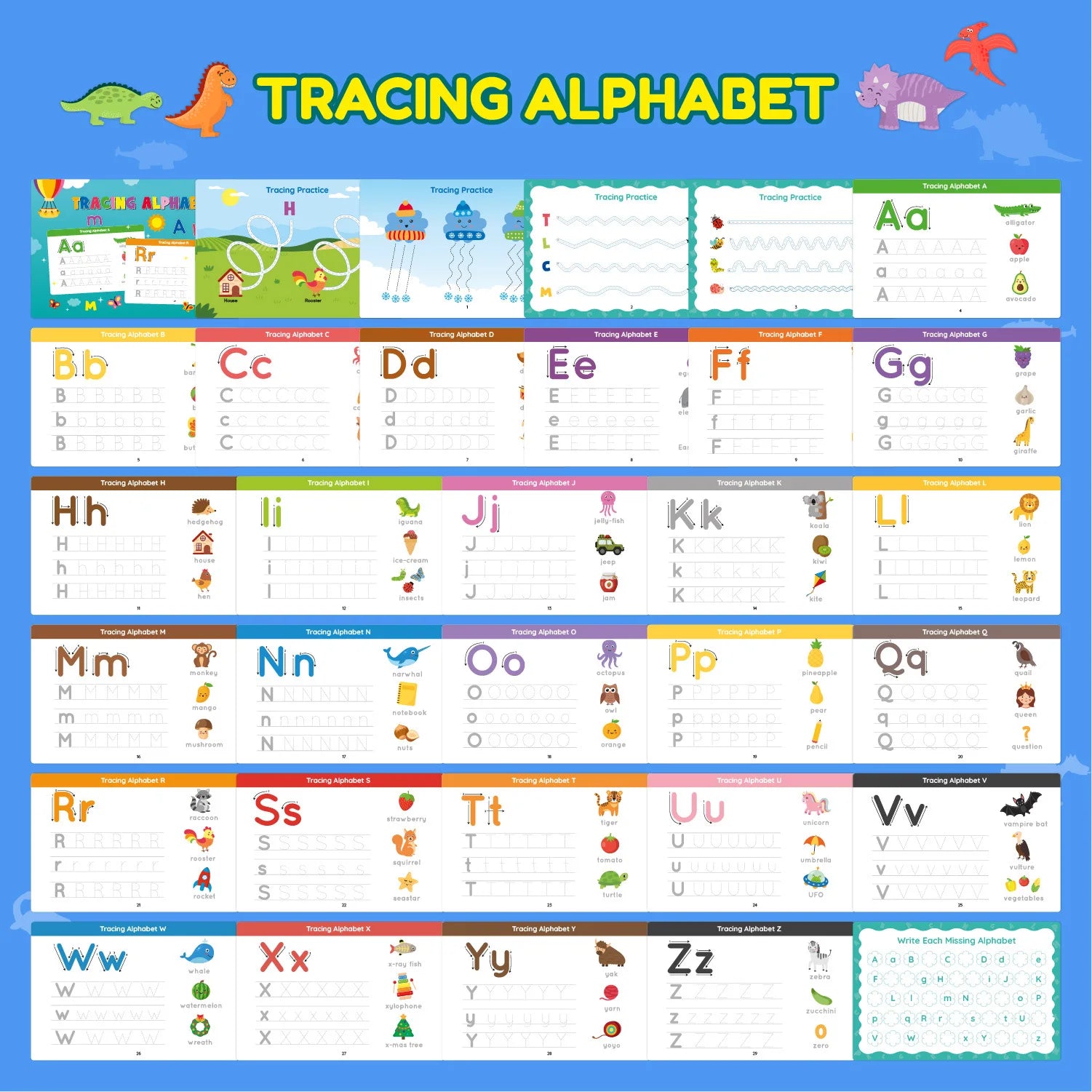 Children's Montessori Early Education Handwriting Exercise Book Reusable Word Writing Practice with Pen Training Card