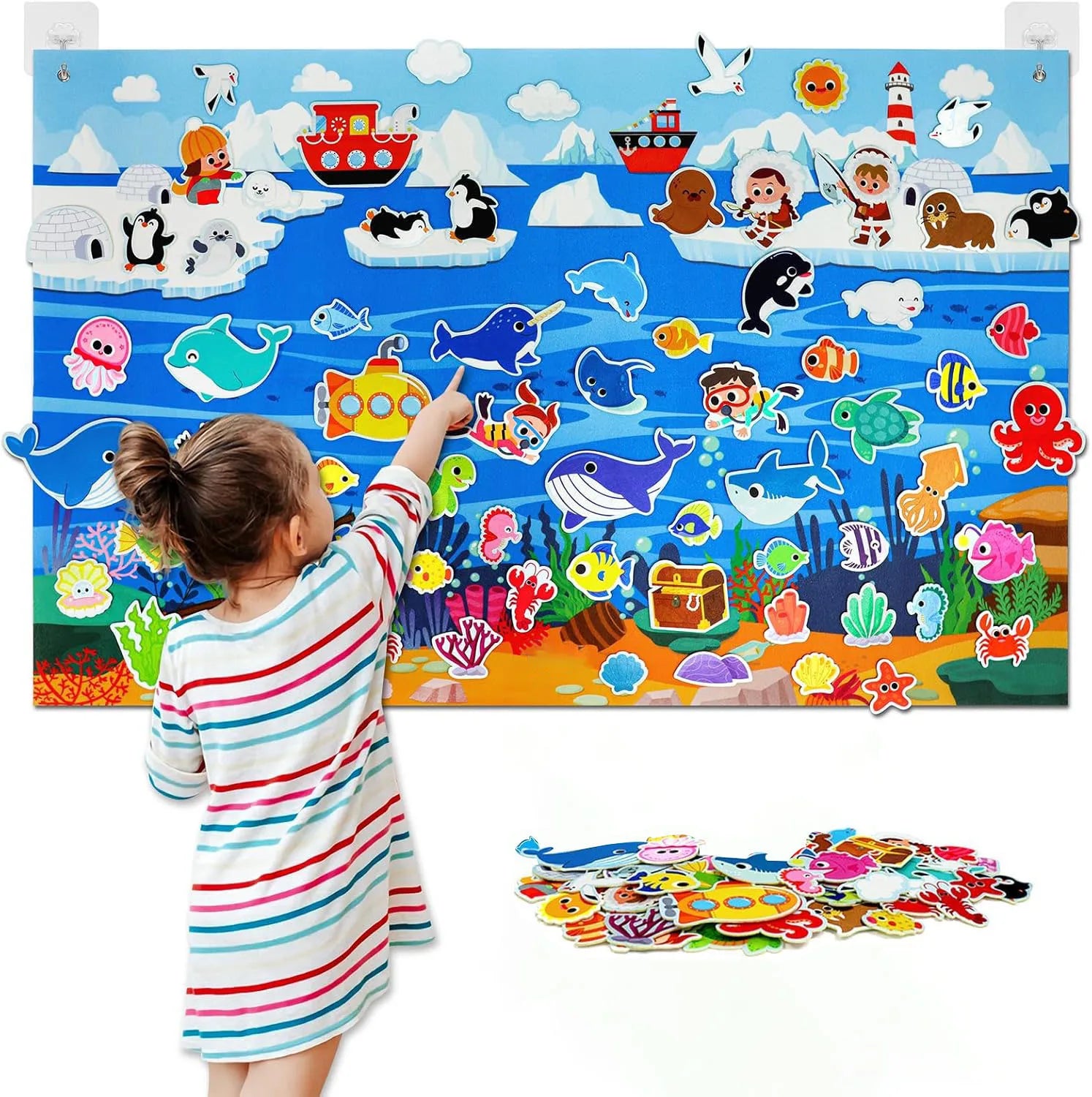  Ocean Felt Story Board Toys Farm Animals Early Learning Storytelling Flannel Board Classroom Educational Interactive Play Kit