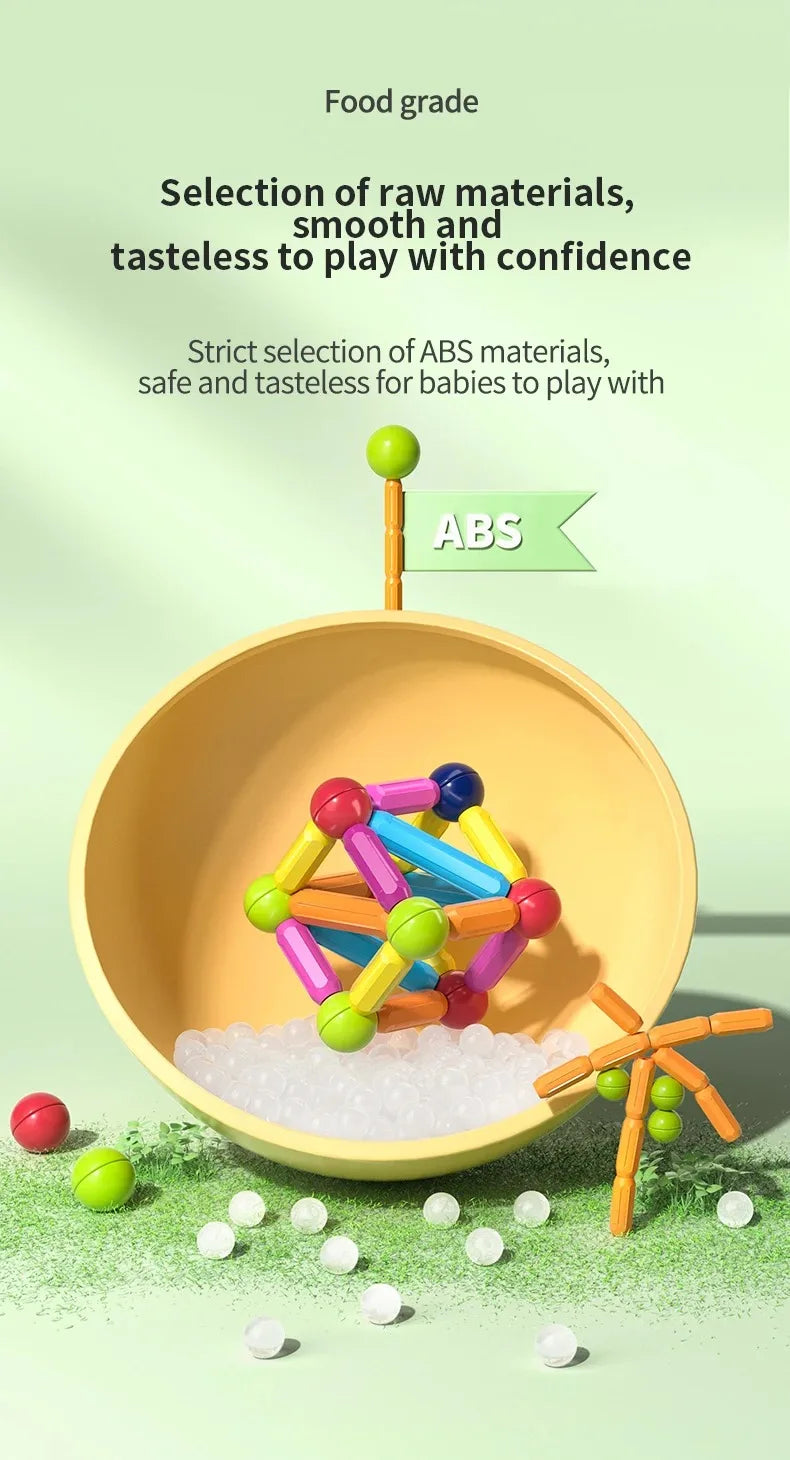 Montessori Educational Toy Magnetic Building Blocks Toy Magnetic Construction Set Magnet Ball Sticks Rod Games For Kids Baby