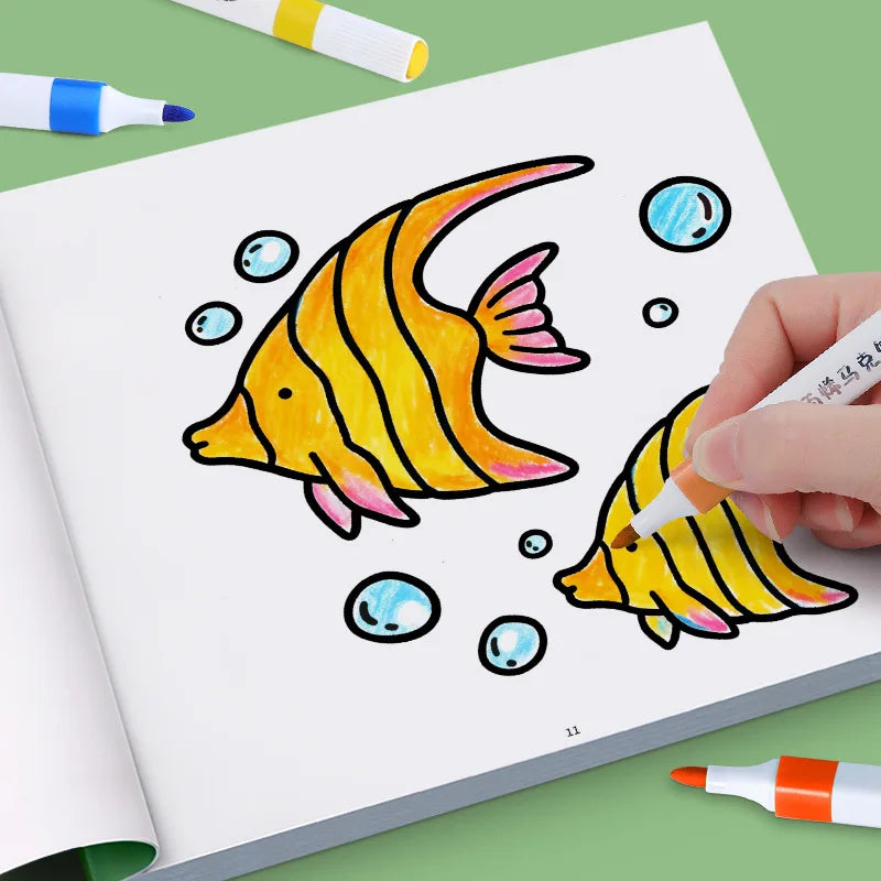 24 Page Fun Coloring Book, Warm Moments for Girls, Creative Entertainment, Fantasy Illustrations, Hand Drawn Art Drawing Book