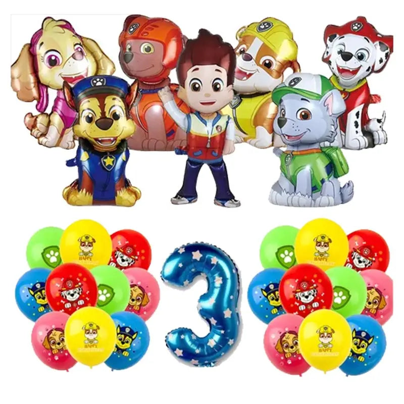 Paw Patrol Birthday Decorations Paw Patrol Tableware Plates Cups Balloons Banner Backdrop Cake Toppers Gift Bags Party Supplies
