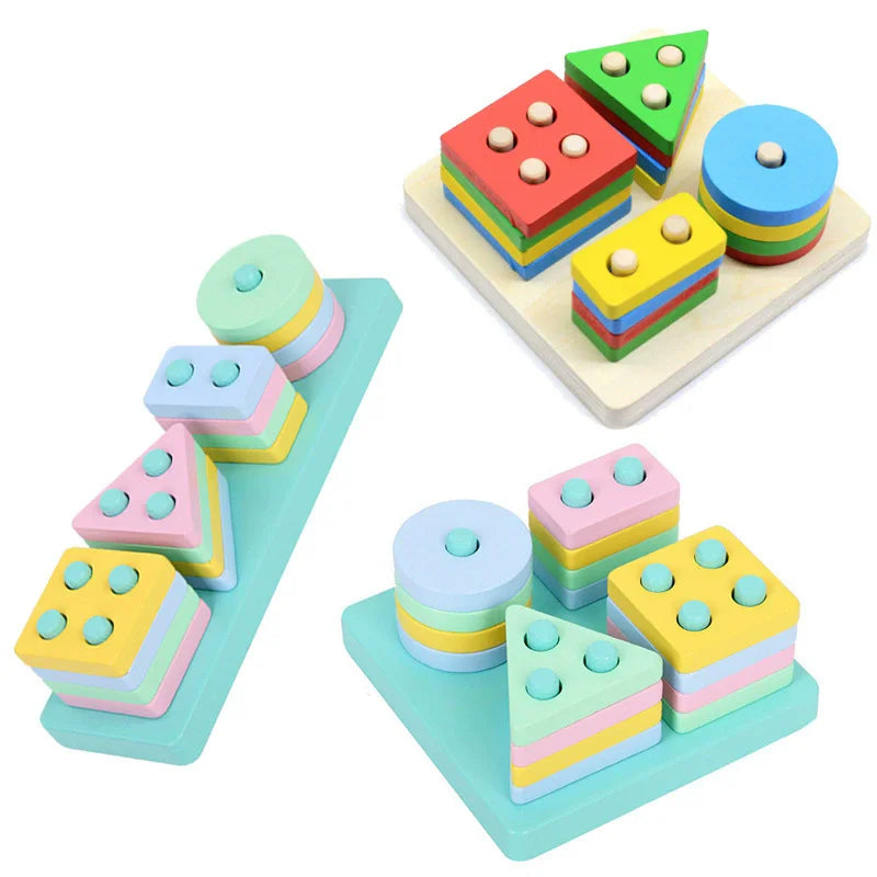 Baby Montessori Puzzle For Children 1 to 3 Years Wooden Toys Building Blocks Learning Educational Toys Color Shape Match Puzzle