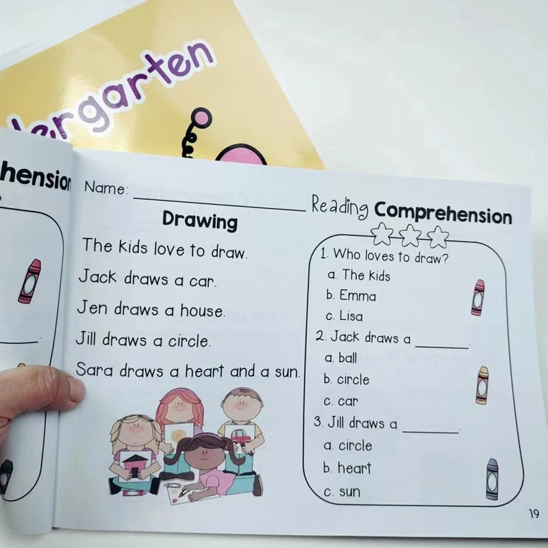 Kindergarten English Reading Comprehension Exercise Books Using Sentences Pictures and Questions To Improve Learning Skills