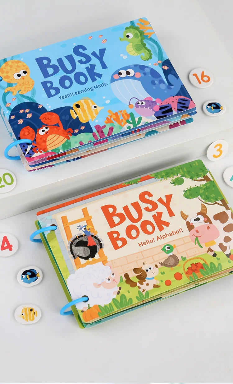 Busy Book for Kids, Animals Vehicles Dinosaurs Stickers, Matching Number & Letter Games, Interactive Learning Activity Book