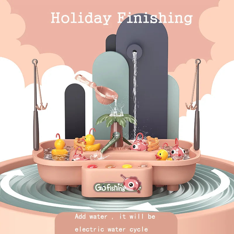 Electric Fishing Toys With Music Lights Water Play Game Music Electric Circulation Fishing Duck Games for Kids