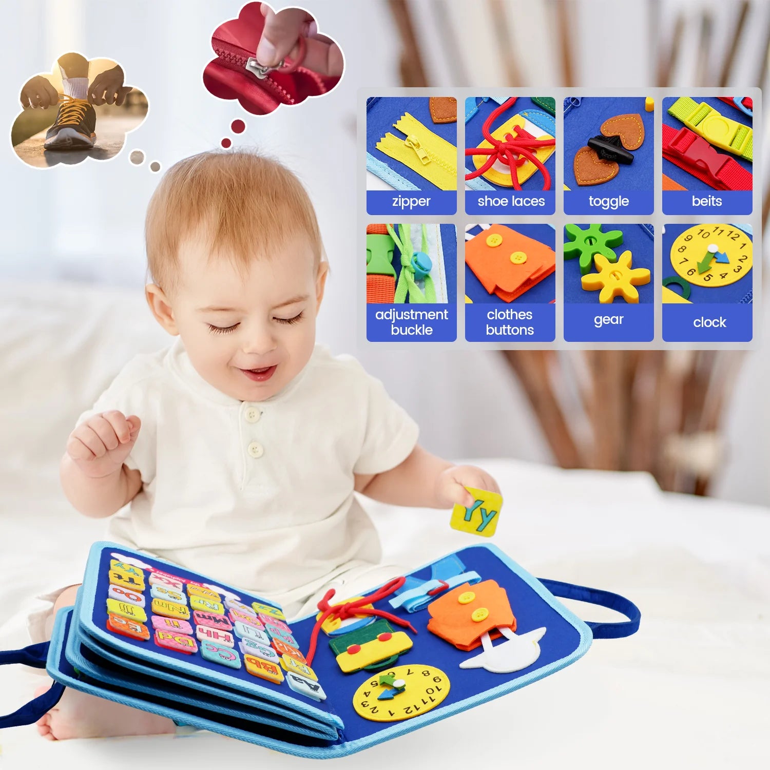 Montessori Busy Board Toys Toddlers Busy Book For Fine Motor Educational Learning Activities With Life Skills Sensory