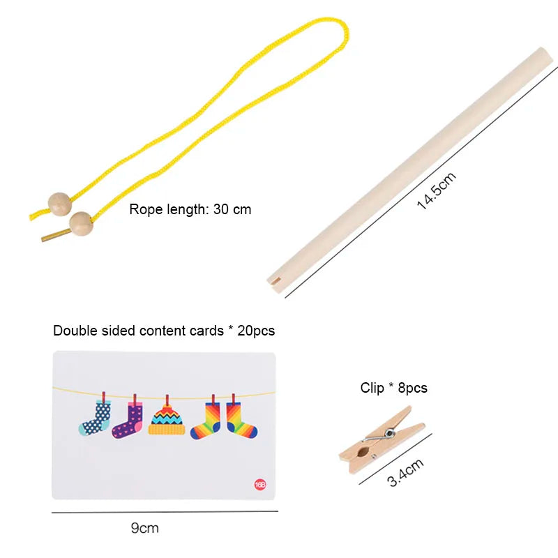 Children's Wooden Fun Sock Drying Puzzle Color Cognition Matching Fine Motor Training Early Education Learning Educational Toys