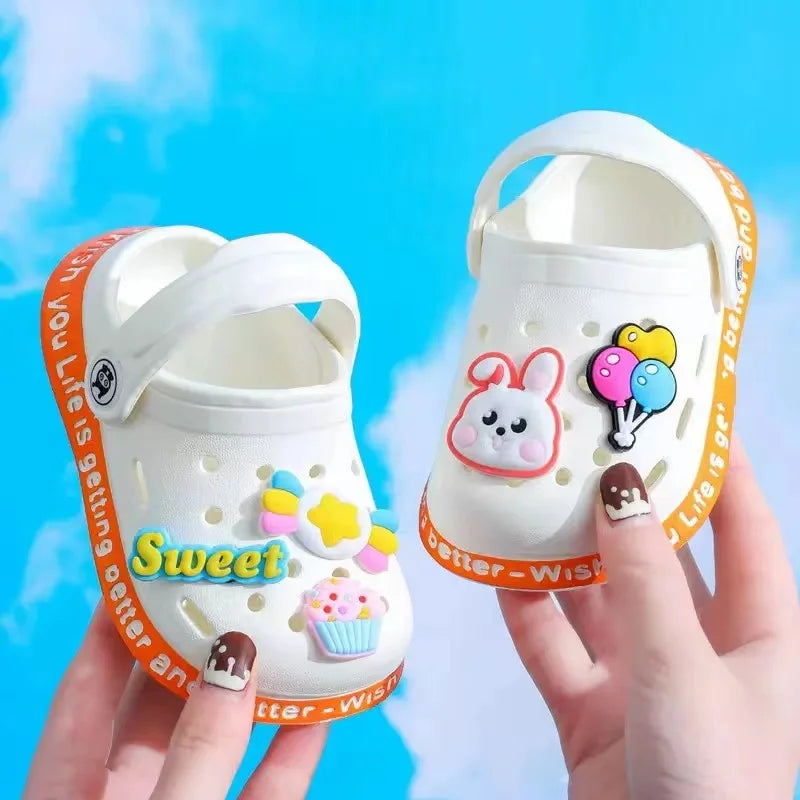 Summer Kids ShoesSandals Hole Children's Shoes Slippers Soft Anti-Skid Cartoon Design Hole Baby Shoes Sandy Beach For Boys Girls