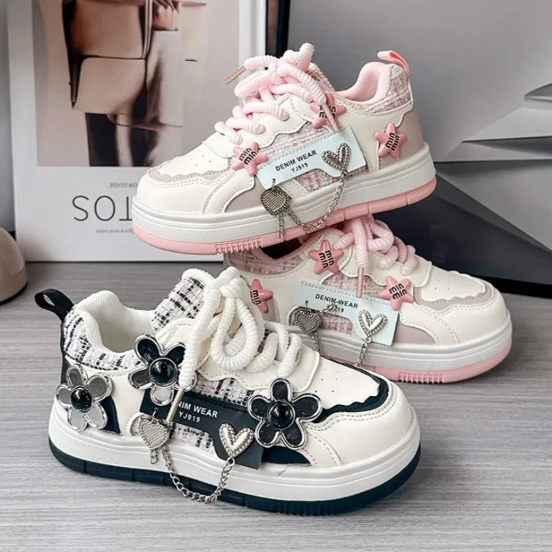 Pink Star Girls Sneaker Children Shoes Thick Sole Autumn Luxury Kids Casual Sneaker Comfortable Cute Sports Shoes for Girls