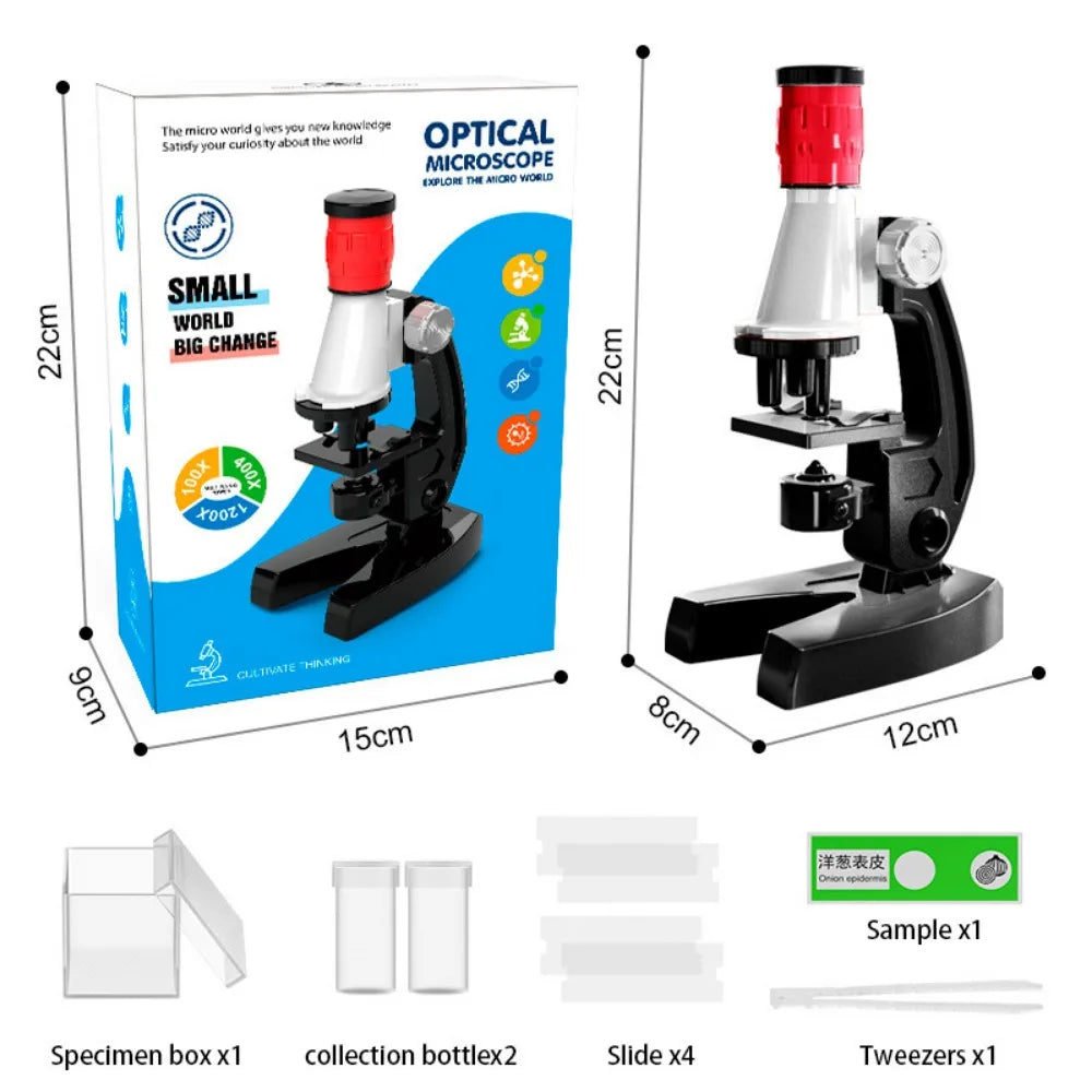 200x 600x 1200x Children Microscope Kit HD Adjustable Pocket Microscope Observing Bacteria Biological Science