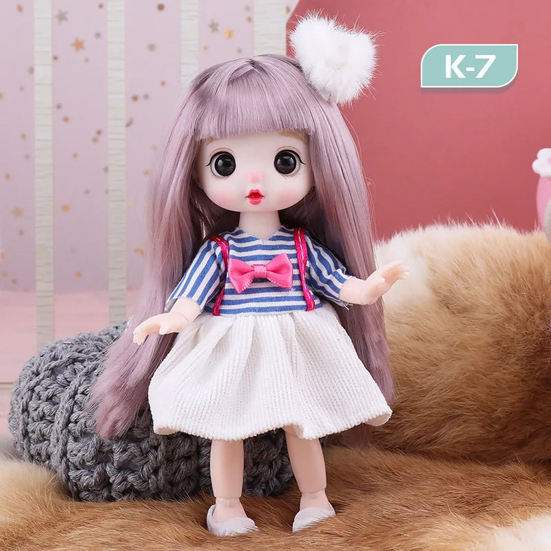 13 Movable Joints Cute Face Realistic Big 17cm BJD Doll Eyeball And Fashion Clothes Suit With Shoes Lolita Princess Doll Toy