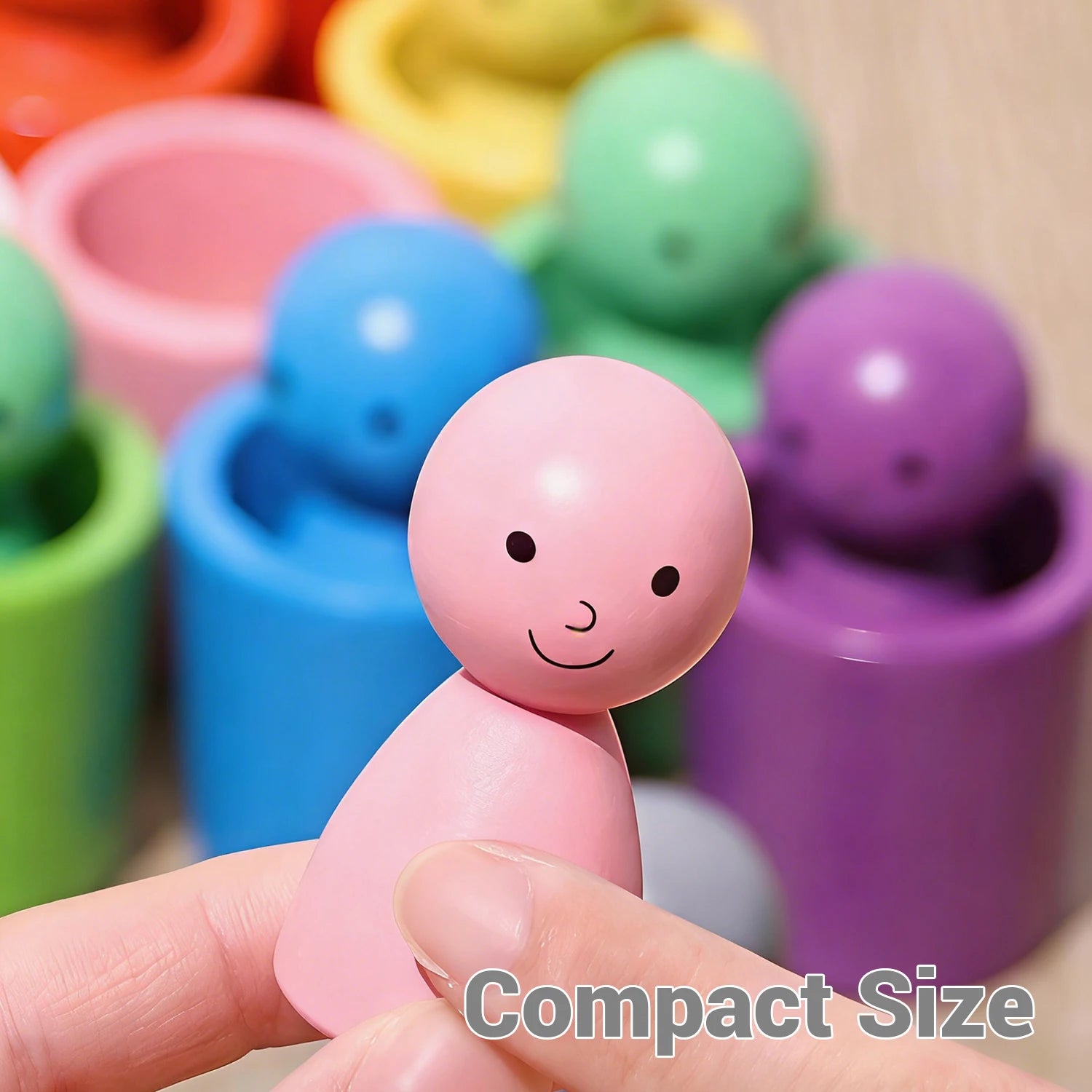 Montessori Wooden Color Recognition Toy with 12 Colorful Cups Educational Sorting Training Stacking Game for Kids 3 Years Gifts