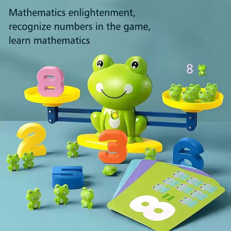 Children's Montessori Math Toy Funny Frog Scale Balance Toy Early Education Number Learning Puzzle Toys Teaching Material Gift