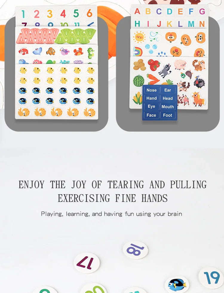 Busy Book for Kids, Animals Vehicles Dinosaurs Stickers, Matching Number & Letter Games, Interactive Learning Activity Book