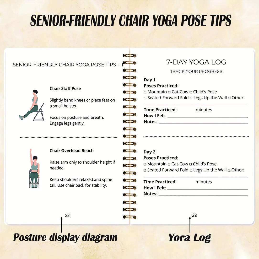 28-Day Chair Yoga Weight Loss Plan&Log – 32 Sheets/64 Pages Illustrated Guide with Daily Exercises Diet Tips & Progress Tracking