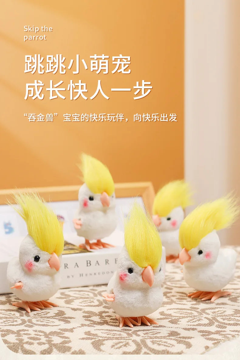 New Cute Jumping Parrot Chick Clockwork Toy Walking Simulation Plush Wind Up Vintage Toys for Kids 2 To 4 Years Old Toys Gift