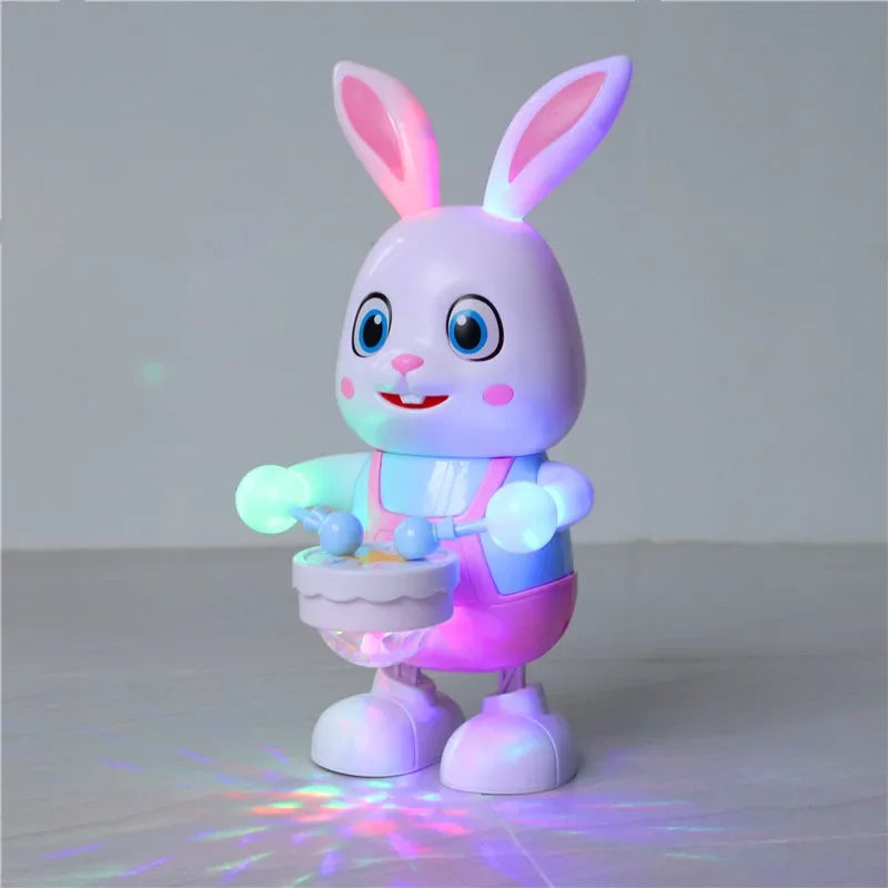 Robot Rabbit Dancing Sing Song Electronic Music Animal Beat Drum With LED Cute Desktop Model Toy Children Birthday Gift