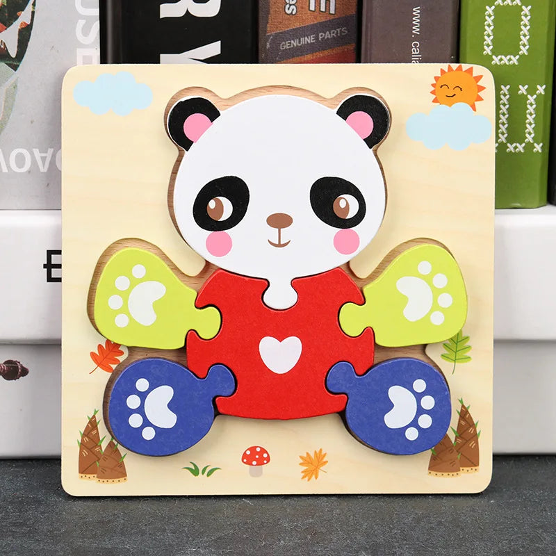 Baby High Quality 3D Wooden Puzzles Educational Cartoon Animals Early Learning Intelligence Puzzle Game Toys for Children
