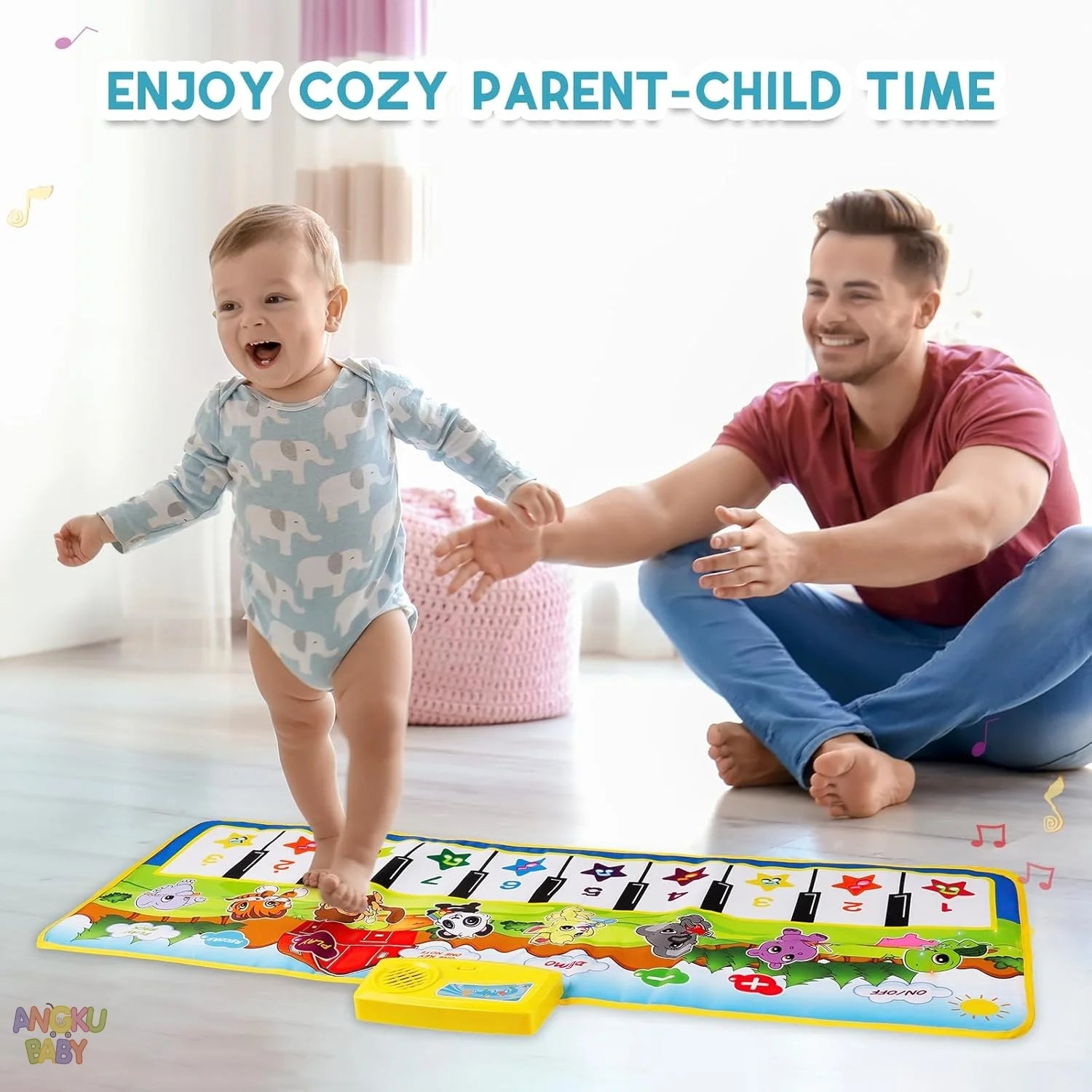 15*44" Educational Baby Play Mat Newborn Piano Gym for 0-12 Months Music Games For Babies Development Baby Activities Toys
