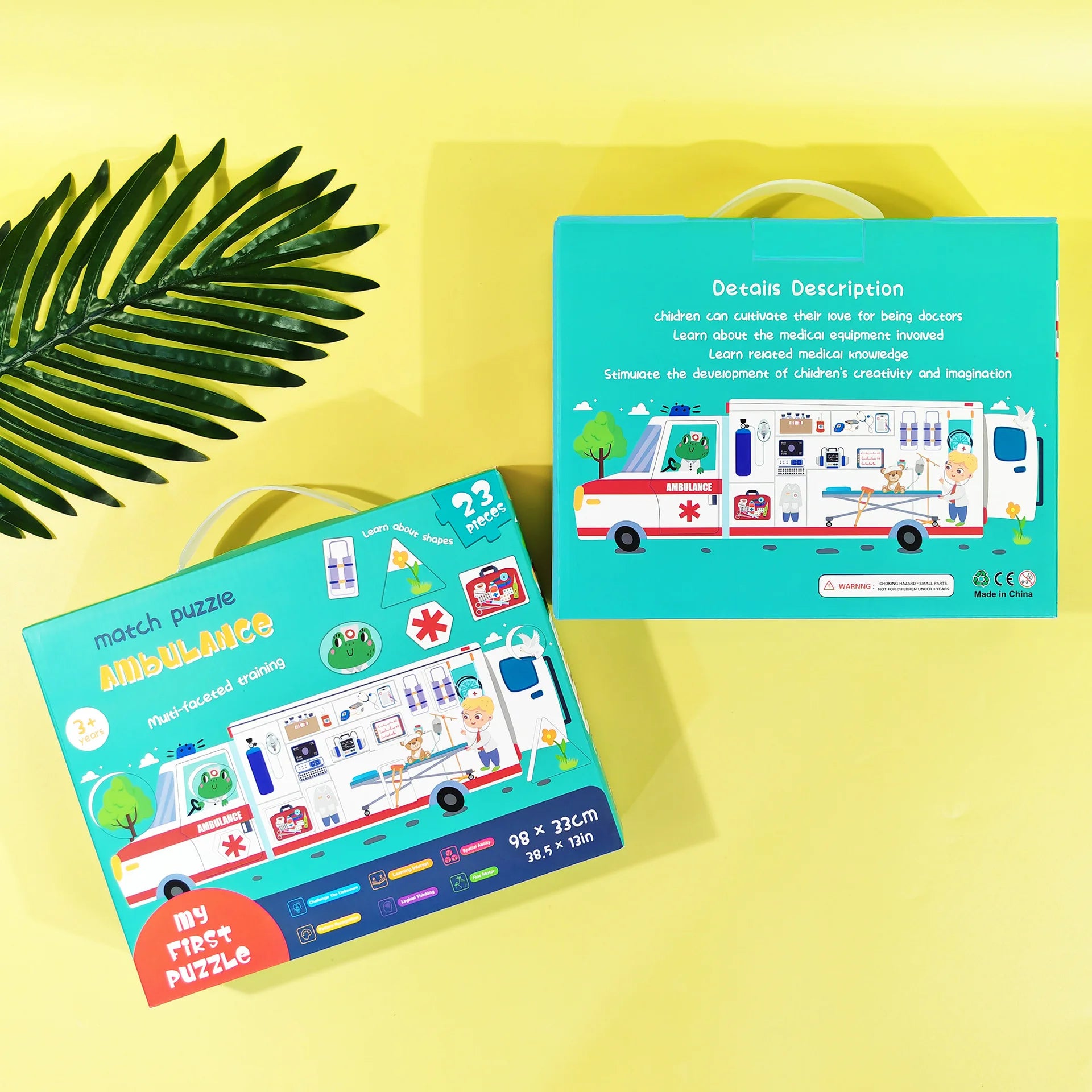 Jumbo Floor Puzzle Fire Truck Toddler Puzzles for Kids Firefighters Emergency Rescue Ambulance Jigsaw Puzzles Toys for Boy Girl