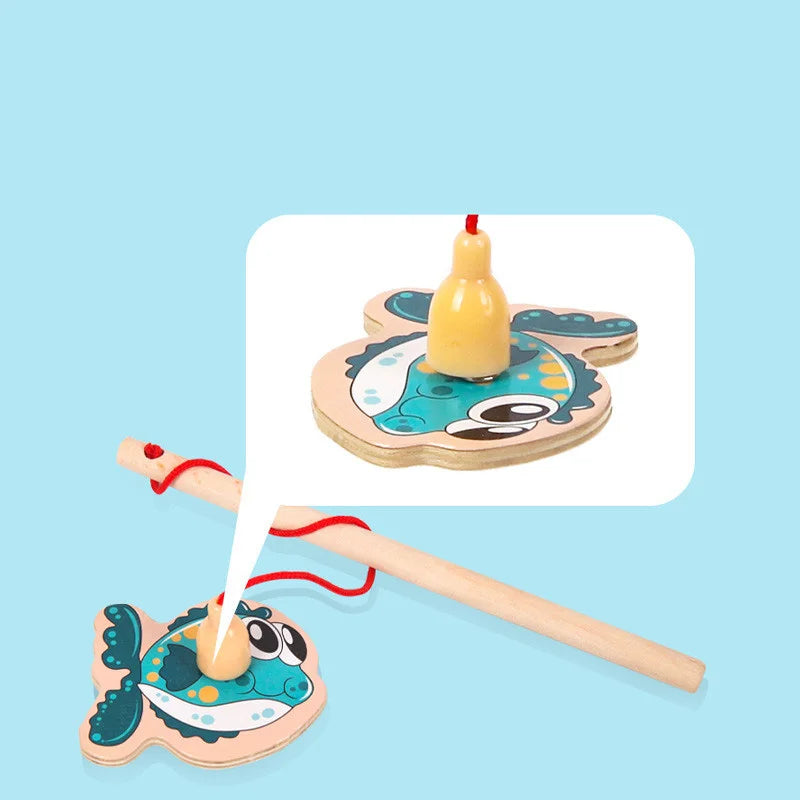 Magnetic Fishing Toys Game Set for Kids Montessori Wooden Cartoon Fishing Rod Educational Toys Birthday Party Toddle Gifts