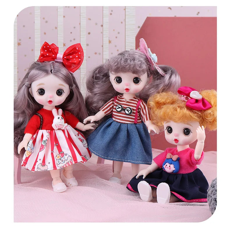 13 Movable Joints Cute Face Realistic Big 17cm BJD Doll Eyeball And Fashion Clothes Suit With Shoes Lolita Princess Doll Toy