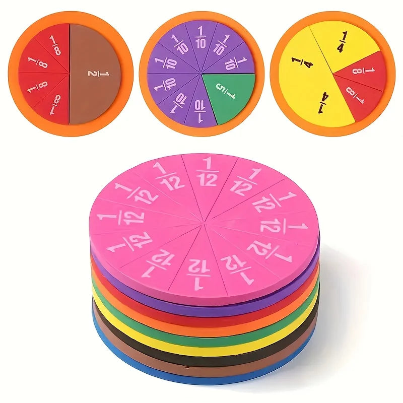 Interactive Fraction Math Manipulatives - 9PCS EVA Score Addition and Subtraction Calculation Demo for Students STEM Education