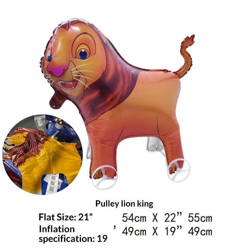 4D Cartoon Foil Balloons Elephant Stand Walking Balloon With Wheel For Kids Birthday Party Decoration Baby Shower