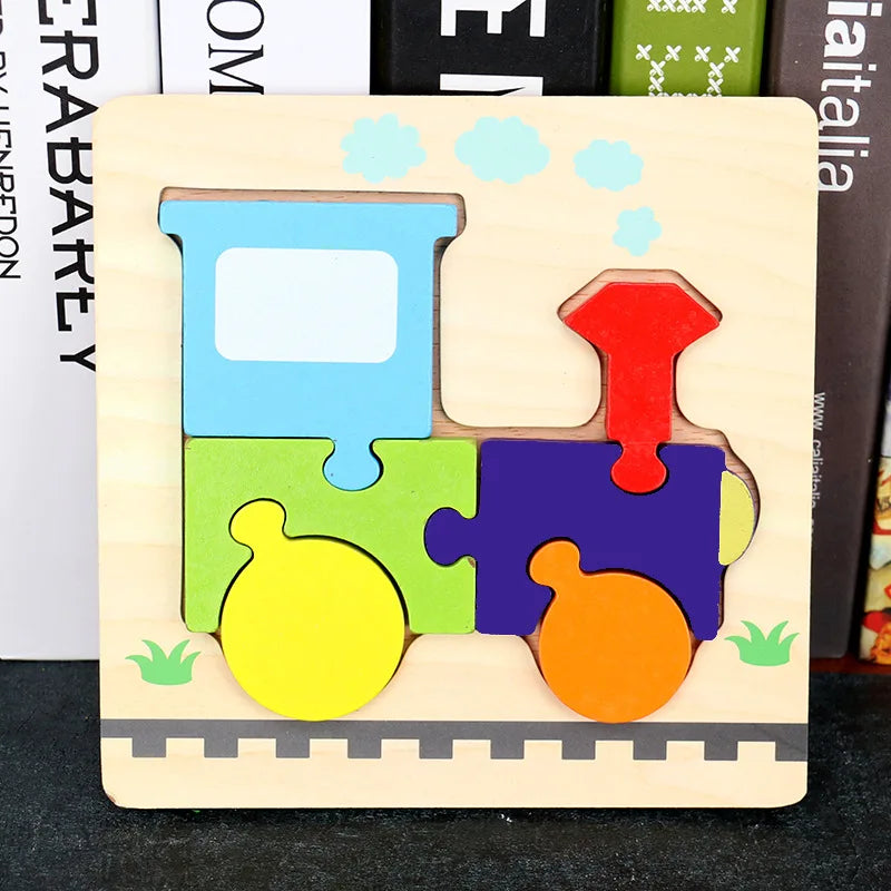 Baby High Quality 3D Wooden Puzzles Educational Cartoon Animals Early Learning Intelligence Puzzle Game Toys for Children