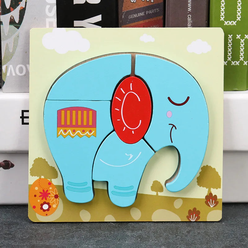 Baby High Quality 3D Wooden Puzzles Educational Cartoon Animals Early Learning Intelligence Puzzle Game Toys for Children