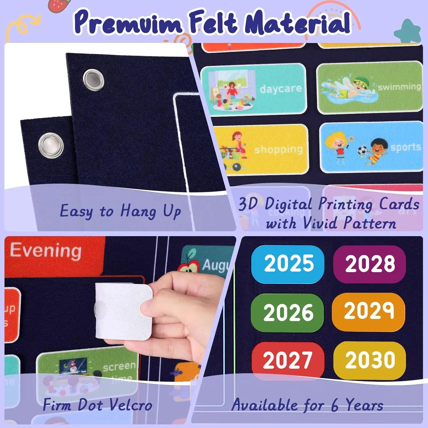 Montessori Felt Calendar Sensory Story Board for Toddlers，Interactive Classroom/Home Early Learning Wall Hanging Gifts