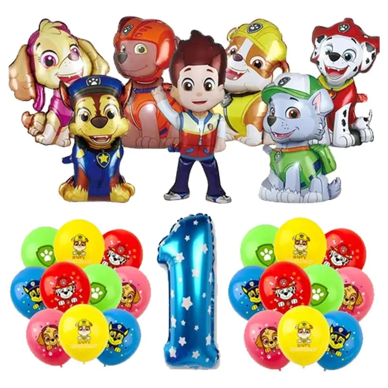 Paw Patrol Birthday Decorations Paw Patrol Tableware Plates Cups Balloons Banner Backdrop Cake Toppers Gift Bags Party Supplies
