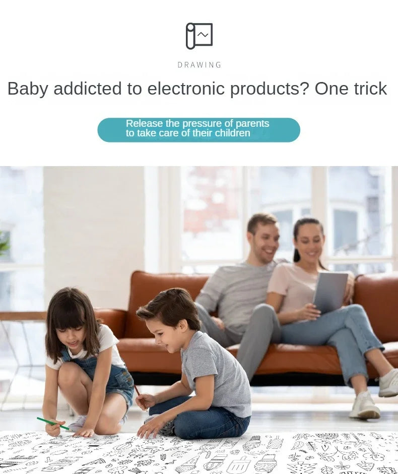 Kids Coloring Paper Roll Sticky DIY Drawing Graffiti Art Color Filling Educational Toys for Children Wall Floor Painting Gifts