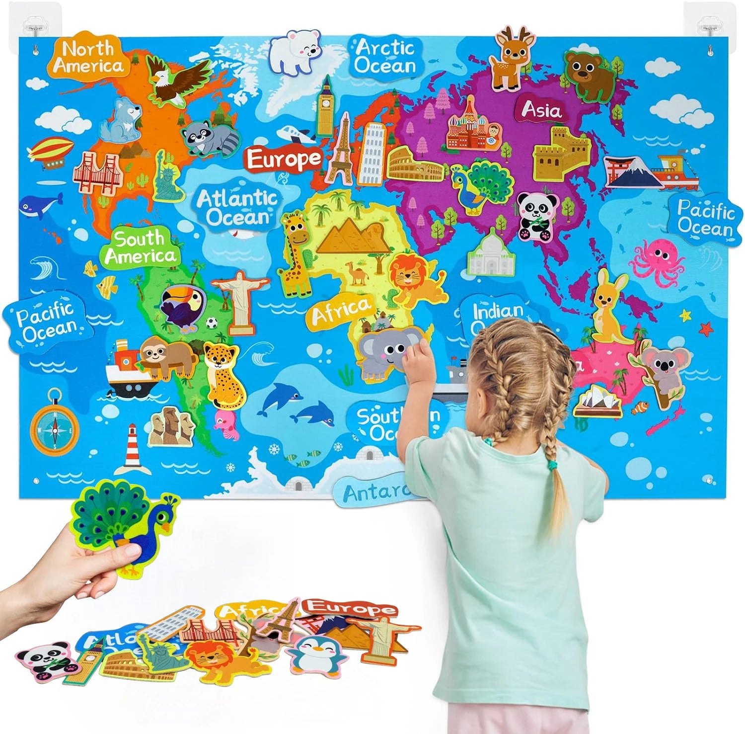 Zoom Animal Felt Story Board Montessori Early Learning Toy Themed Storytelling Flannel Toys Interactive Game Wall Hanging Gifts