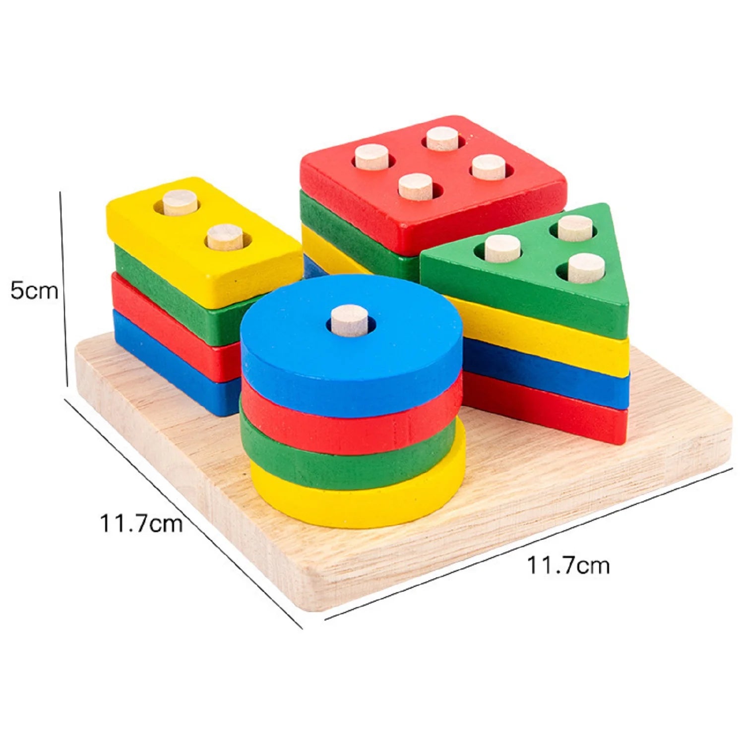 Wooden set of post building blocks baby fine motor toddler early education geometric shape matching color cognition classificati