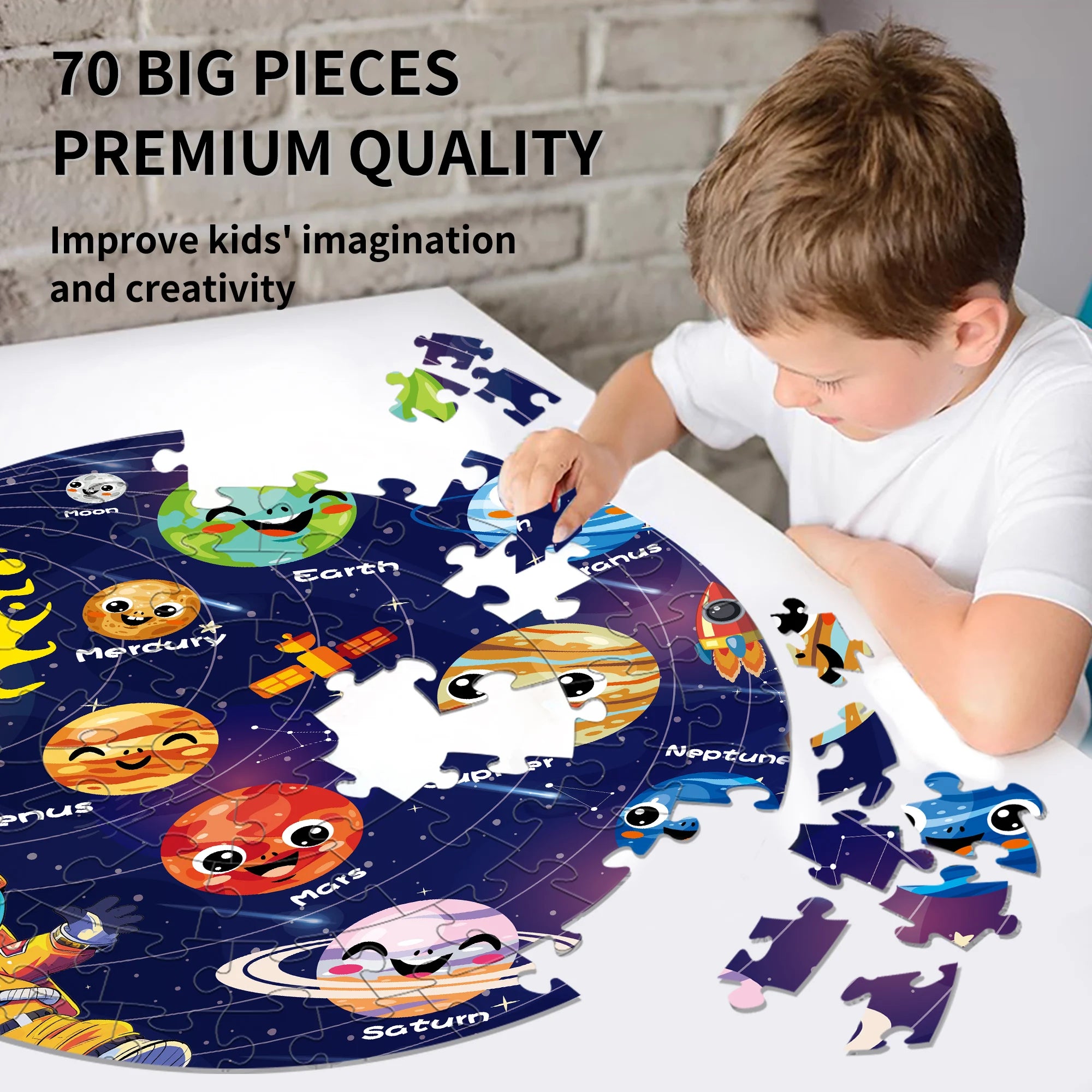 Fun Luminous Puzzles For Kids 70 Piece Creative Floor Puzzles Early Educational Learning Toy For Above 3 Years Kids Boys Girls